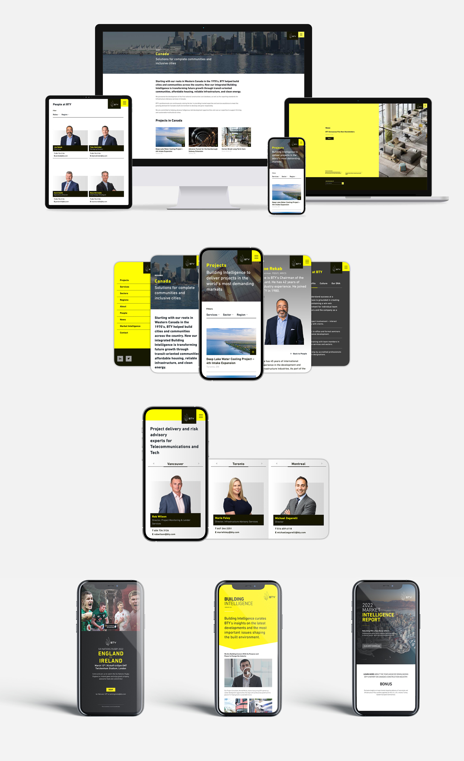 Responsive website design showcasing BTY Group's construction cost consulting and infrastructure advisory services