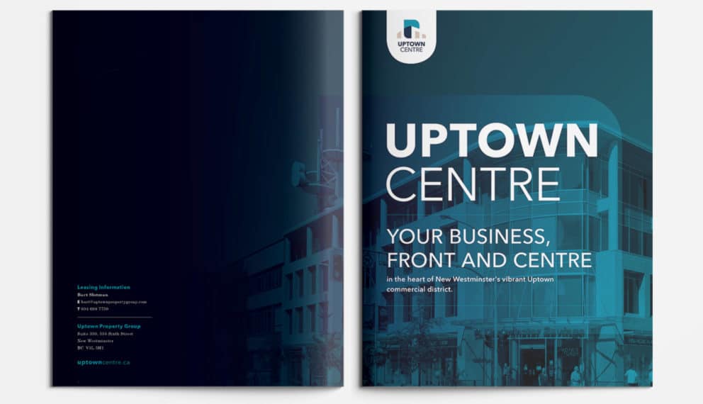 Eye-catching Uptown Property Group brochure layout for Uptown Centre